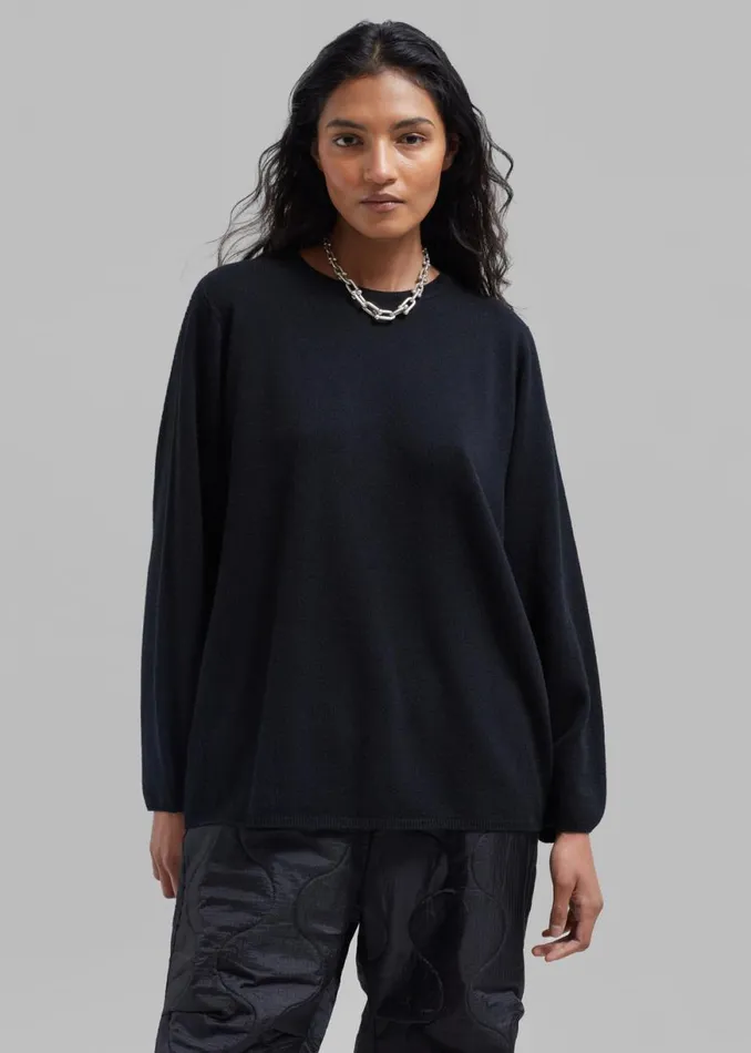 The Frankie Shop Bangor Roundneck Knit Top 8211 Black Shop Knitwear