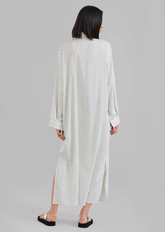 The Frankie Shop Cala Satin Shirt Dress 8211 White Pinstripe Shop Dresses