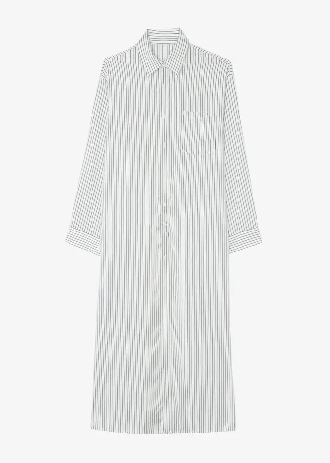 The Frankie Shop Cala Satin Shirt Dress 8211 White Pinstripe Shop Dresses