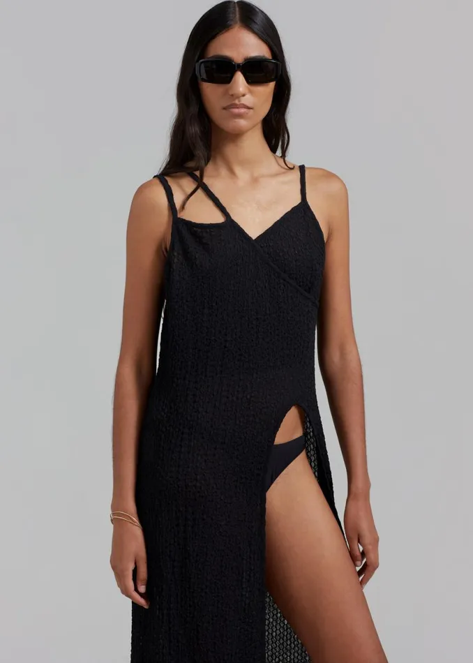 The Frankie Shop Cali Crochet Dress 8211 Black Shop Swimwear