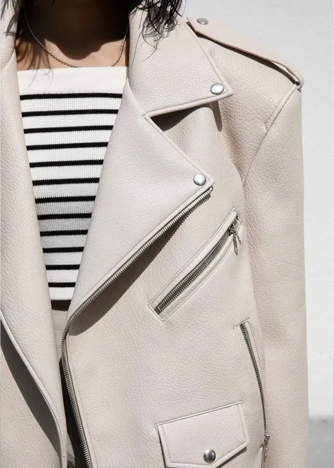 The Frankie Shop Chicago Oversized Biker Jacket 8211 Cream Shop Outerwear