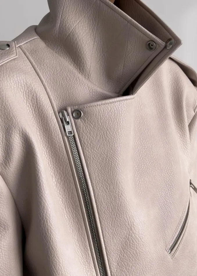 The Frankie Shop Chicago Oversized Biker Jacket 8211 Cream Shop Outerwear
