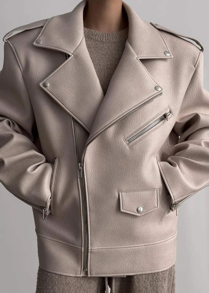 The Frankie Shop Chicago Oversized Biker Jacket 8211 Cream Shop Outerwear