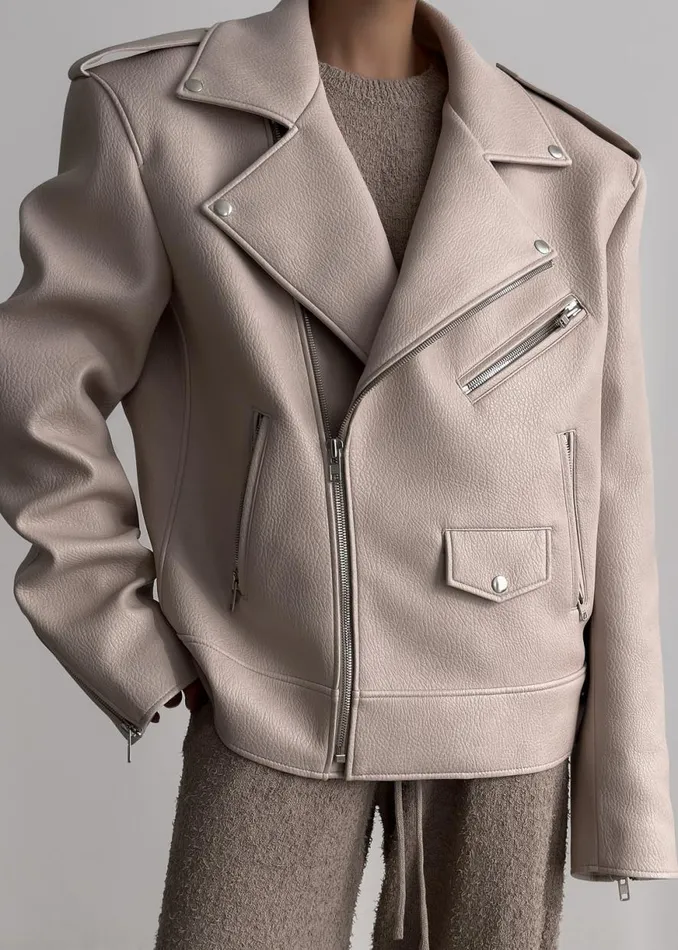 The Frankie Shop Chicago Oversized Biker Jacket 8211 Cream Shop Outerwear