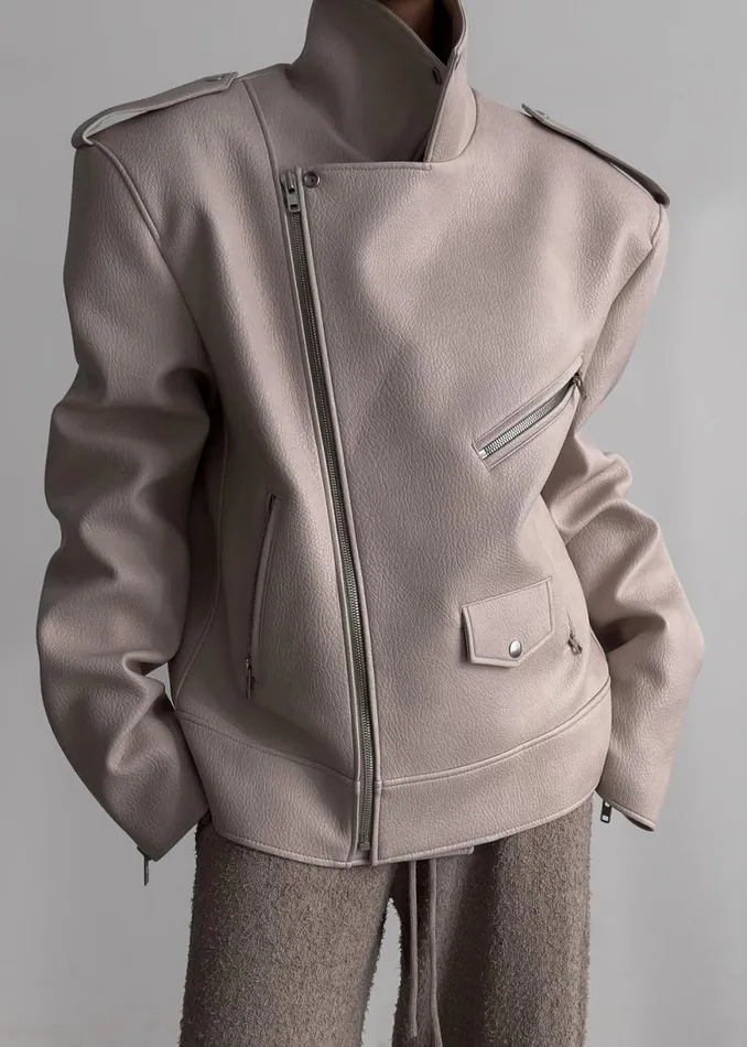 The Frankie Shop Chicago Oversized Biker Jacket 8211 Cream Shop Outerwear