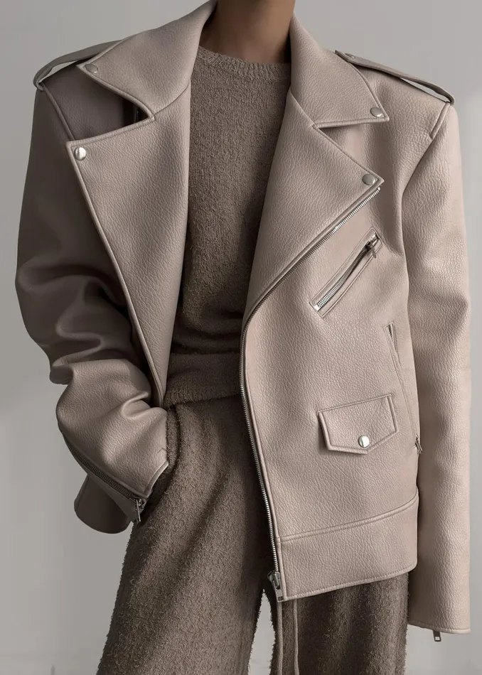 The Frankie Shop Chicago Oversized Biker Jacket 8211 Cream Shop Outerwear