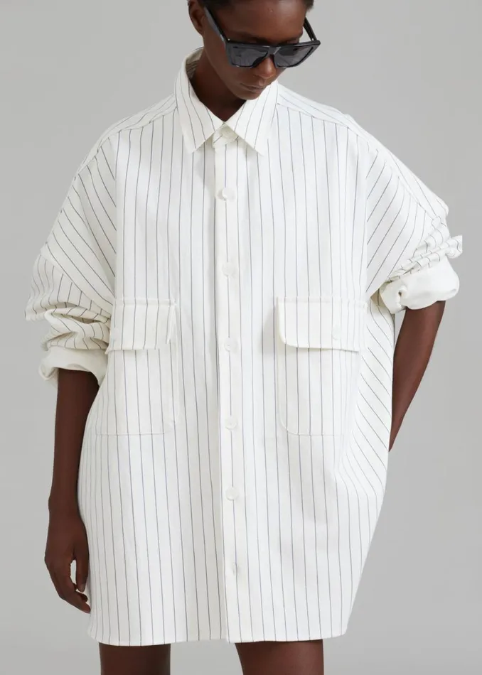 The Frankie Shop Dallas Denim Overshirt 8211 Blue Pinstripe Shop Clothing