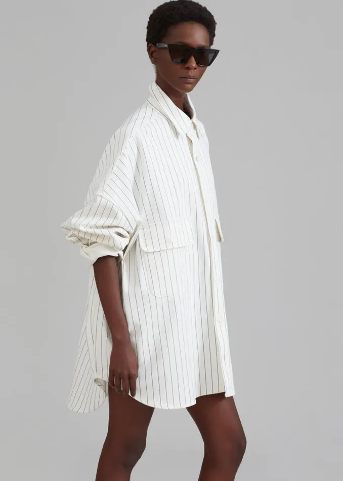 The Frankie Shop Dallas Denim Overshirt 8211 Blue Pinstripe Shop Clothing