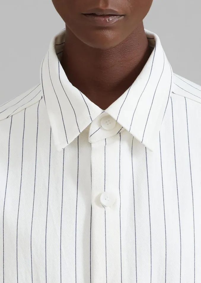 The Frankie Shop Dallas Denim Overshirt 8211 Blue Pinstripe Shop Clothing