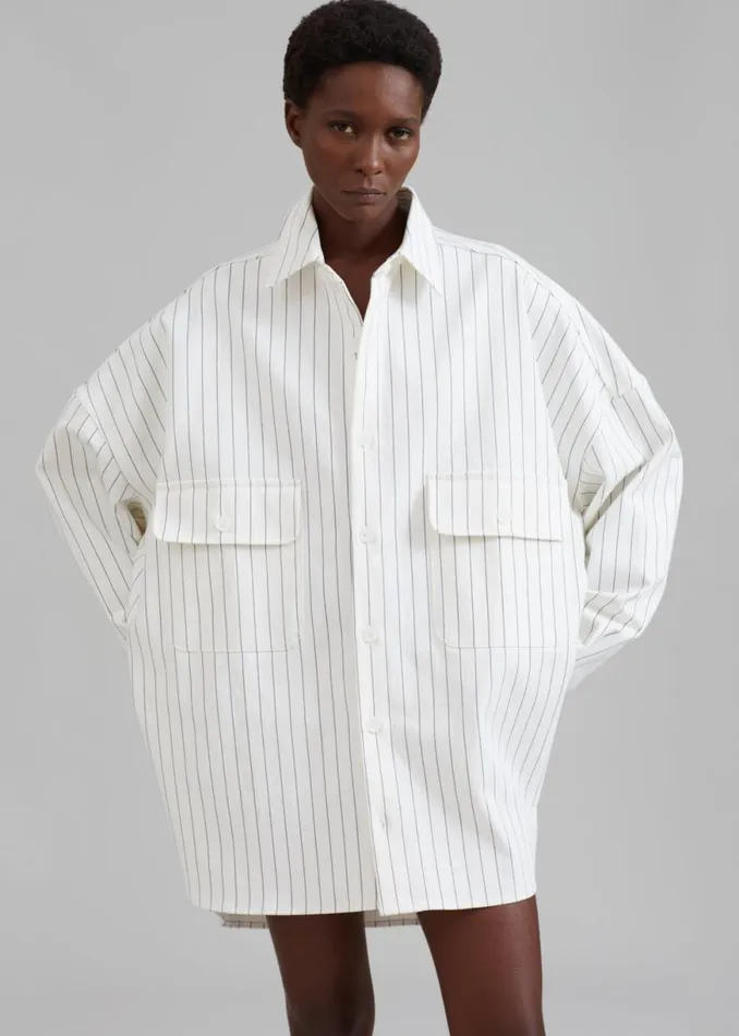 The Frankie Shop Dallas Denim Overshirt 8211 Blue Pinstripe Shop Clothing