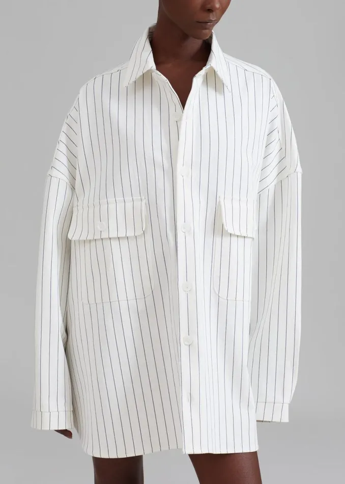 The Frankie Shop Dallas Denim Overshirt 8211 Blue Pinstripe Shop Clothing