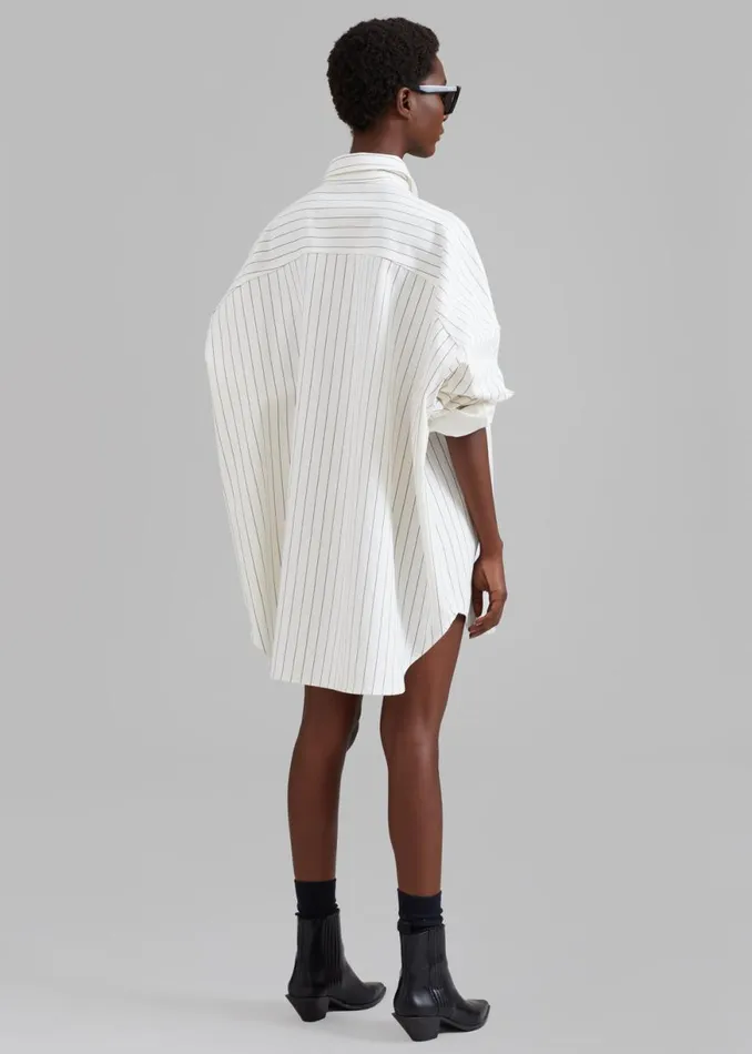 The Frankie Shop Dallas Denim Overshirt 8211 Blue Pinstripe Shop Clothing