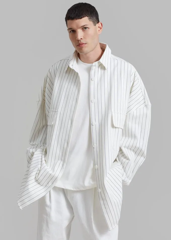 The Frankie Shop Dallas Denim Overshirt 8211 Blue Pinstripe Shop Clothing