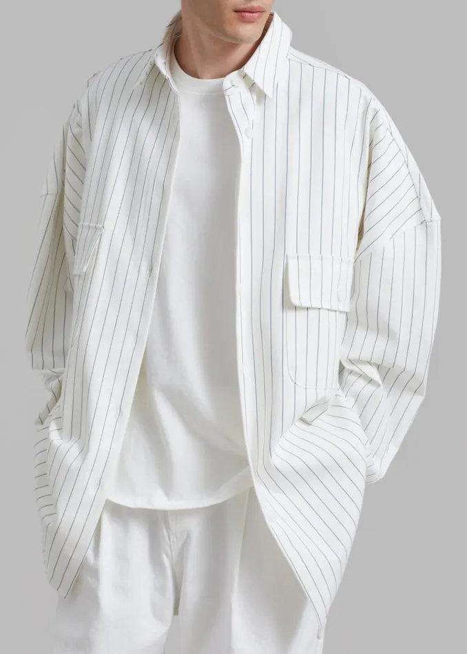The Frankie Shop Dallas Denim Overshirt 8211 Blue Pinstripe Shop Clothing
