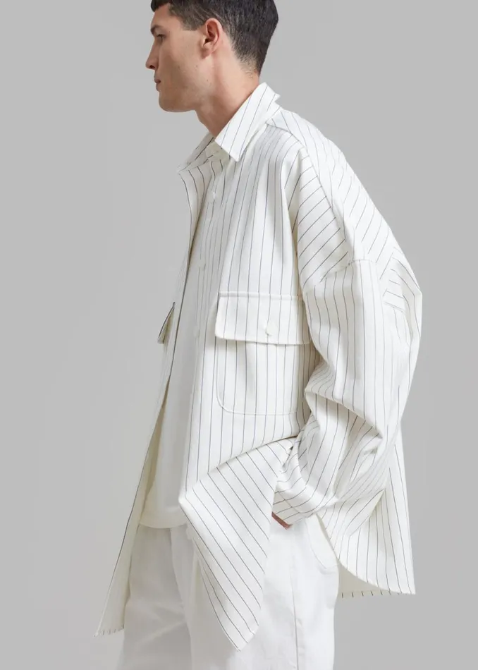The Frankie Shop Dallas Denim Overshirt 8211 Blue Pinstripe Shop Clothing