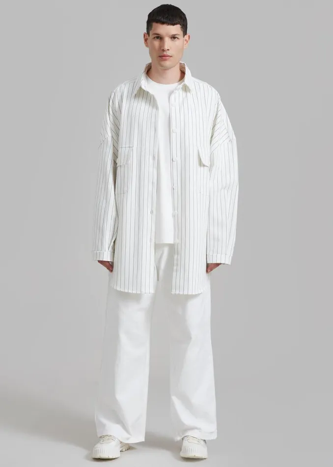 The Frankie Shop Dallas Denim Overshirt 8211 Blue Pinstripe Shop Clothing