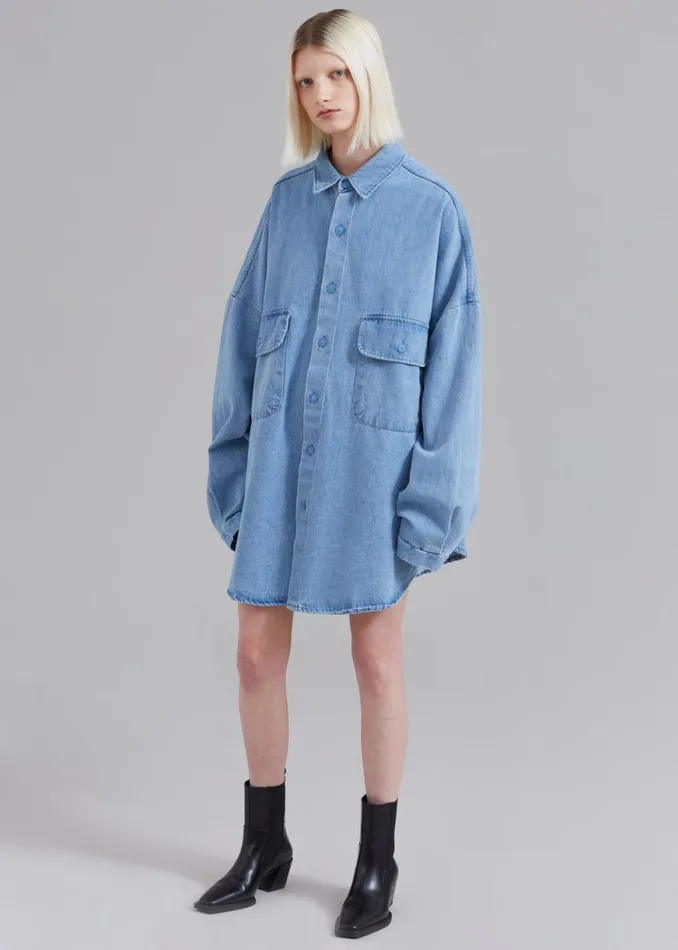 The Frankie Shop Dallas Denim Overshirt 8211 Worn Wash Shop Denim