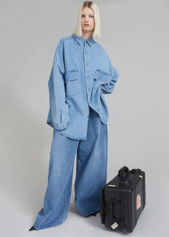 The Frankie Shop Dallas Denim Overshirt 8211 Worn Wash Shop Denim