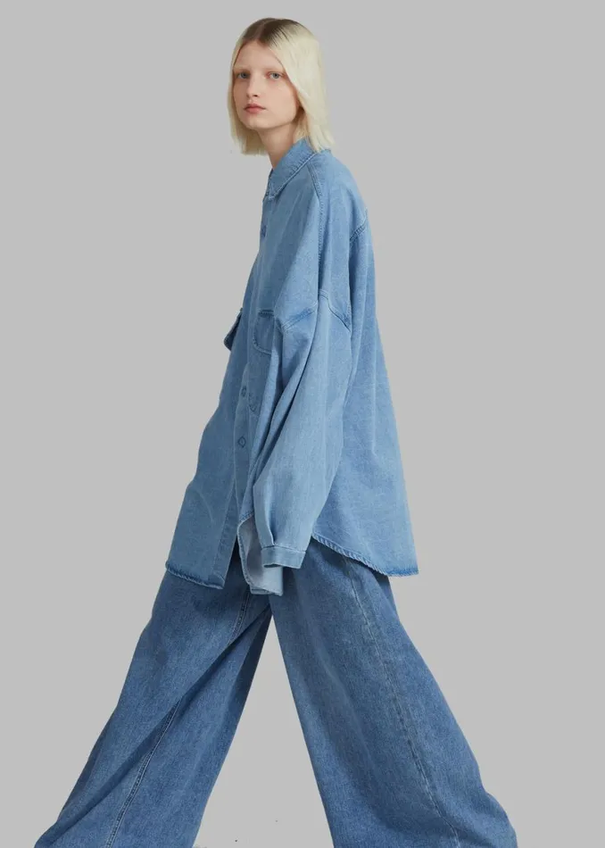 The Frankie Shop Dallas Denim Overshirt 8211 Worn Wash Shop Denim