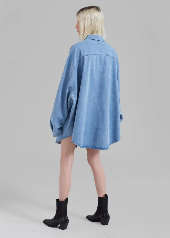 The Frankie Shop Dallas Denim Overshirt 8211 Worn Wash Shop Denim