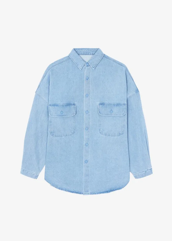 The Frankie Shop Dallas Denim Overshirt 8211 Worn Wash Shop Denim