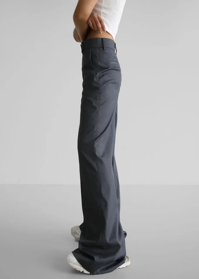 The Frankie Shop Daphne Wide Trousers 8211 Dark Grey Shop Bottoms