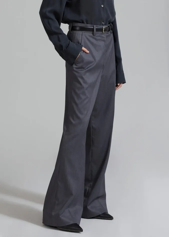 The Frankie Shop Daphne Wide Trousers 8211 Dark Grey Shop Bottoms