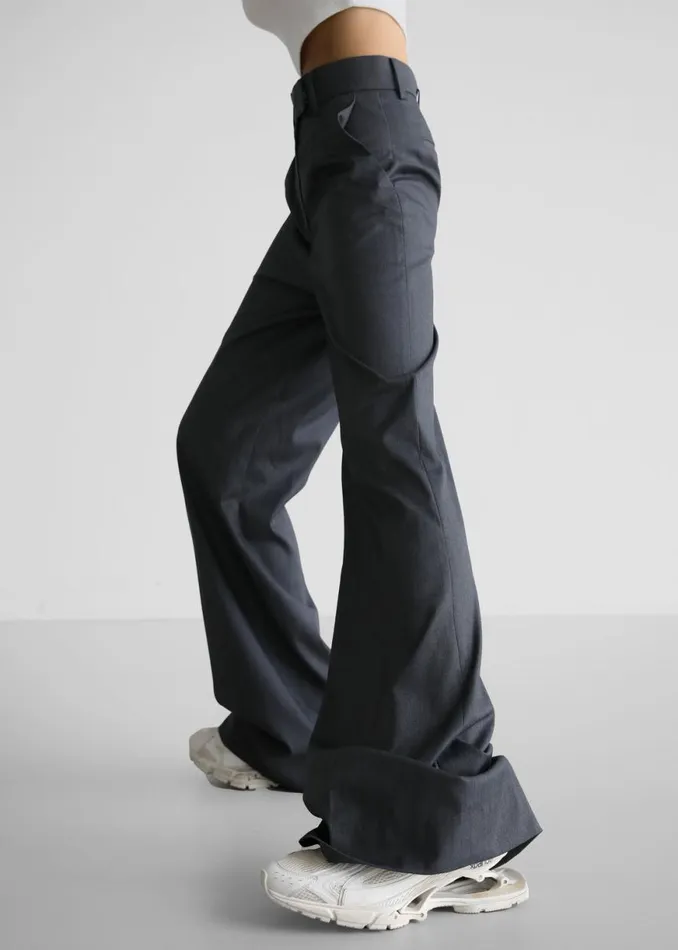 The Frankie Shop Daphne Wide Trousers 8211 Dark Grey Shop Bottoms