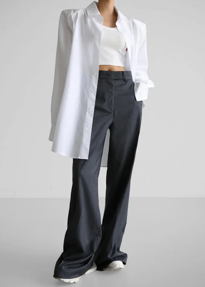 The Frankie Shop Daphne Wide Trousers 8211 Dark Grey Shop Bottoms
