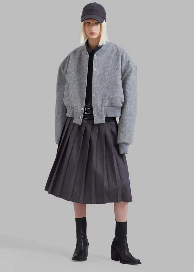 The Frankie Shop Debbie Wool Bomber 8211 Grey Melange Shop Outerwear
