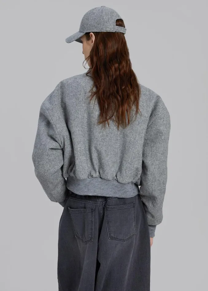 The Frankie Shop Debbie Wool Bomber 8211 Grey Melange Shop Outerwear