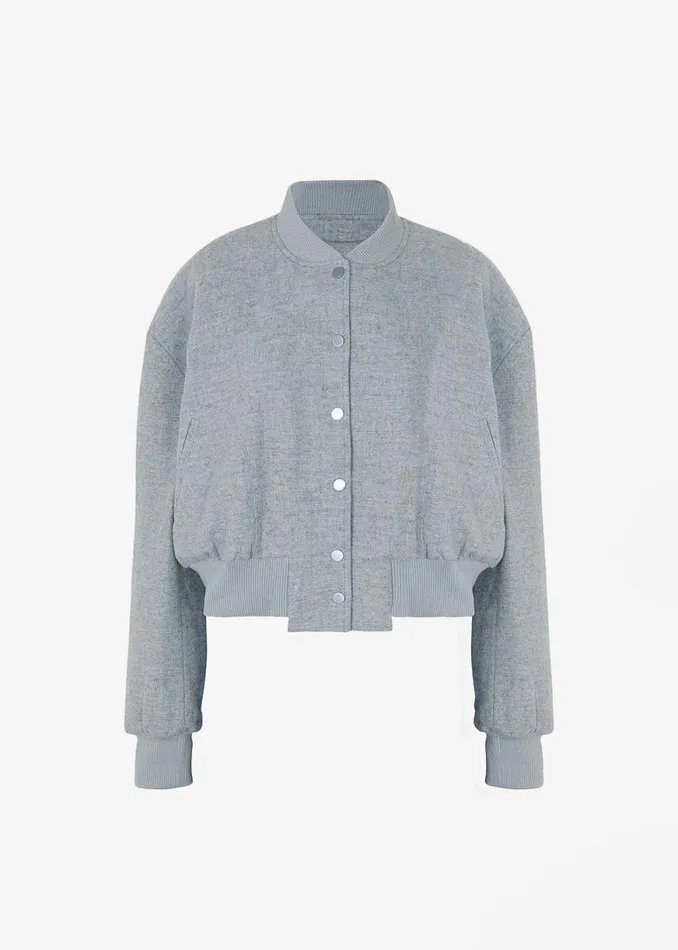 The Frankie Shop Debbie Wool Bomber 8211 Grey Melange Shop Outerwear