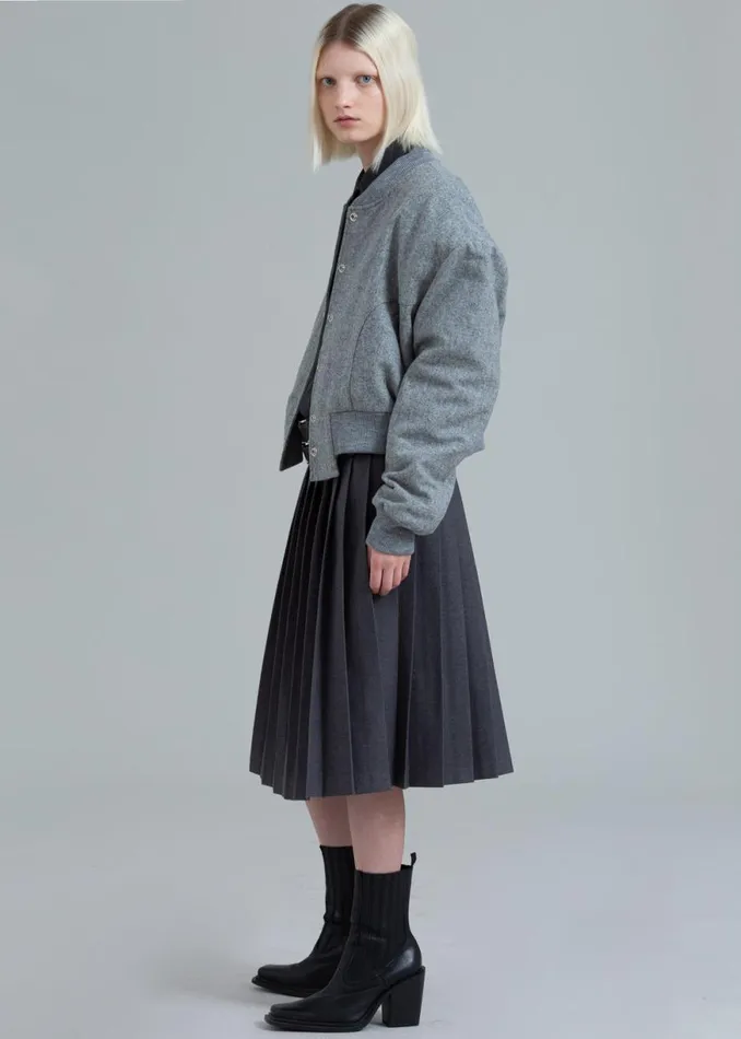 The Frankie Shop Debbie Wool Bomber 8211 Grey Melange Shop Outerwear