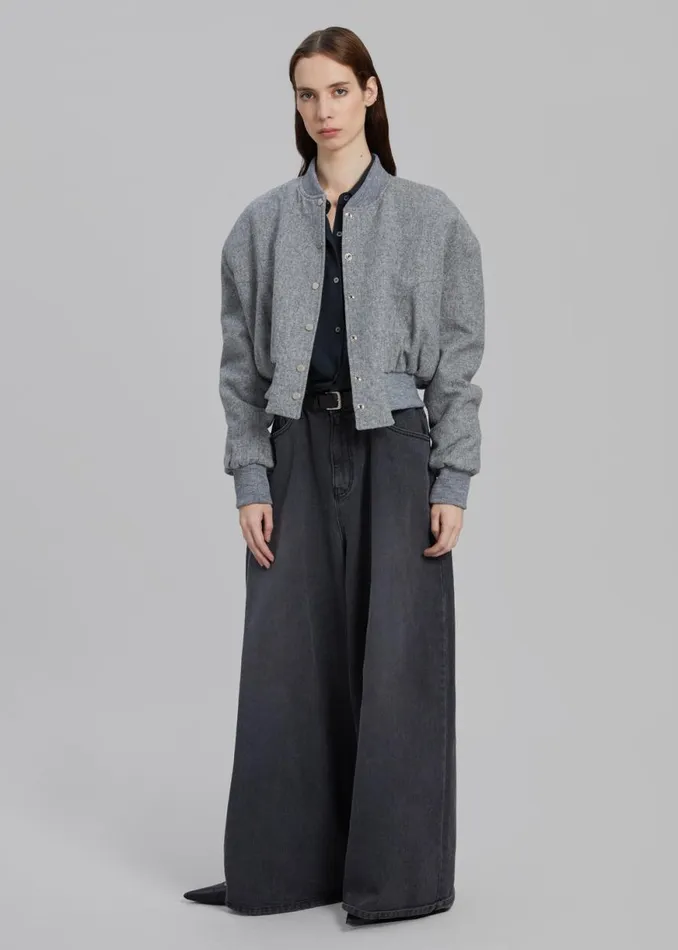 The Frankie Shop Debbie Wool Bomber 8211 Grey Melange Shop Outerwear