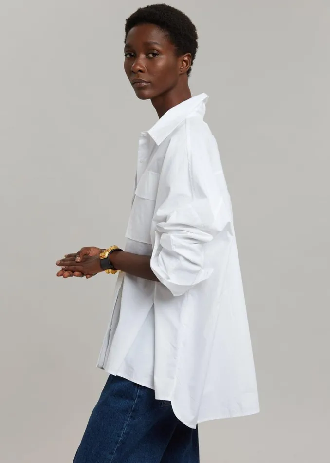 The Frankie Shop Elara Oversized Shirt 8211 Optic White Shop Tops