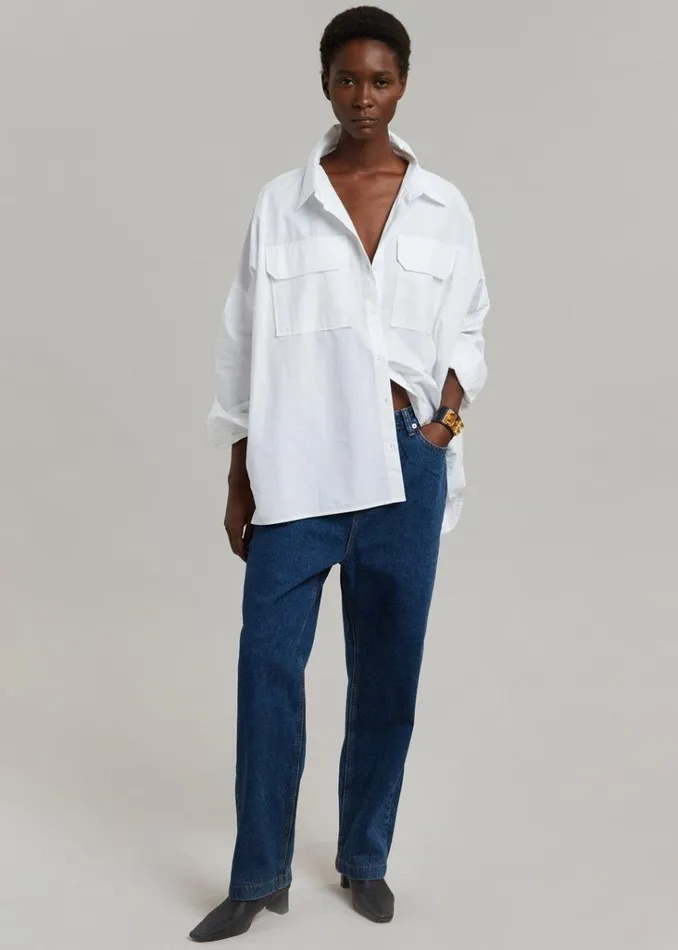 The Frankie Shop Elara Oversized Shirt 8211 Optic White Shop Tops