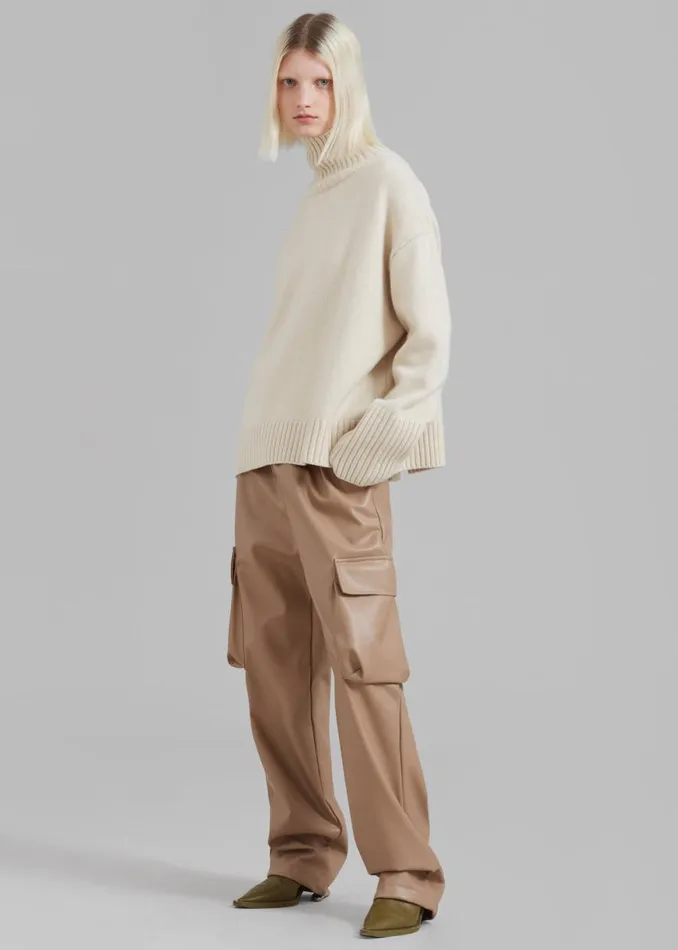 The Frankie Shop Elvinne Faux Leather Cargo Pants 8211 Latte Shop Bottoms