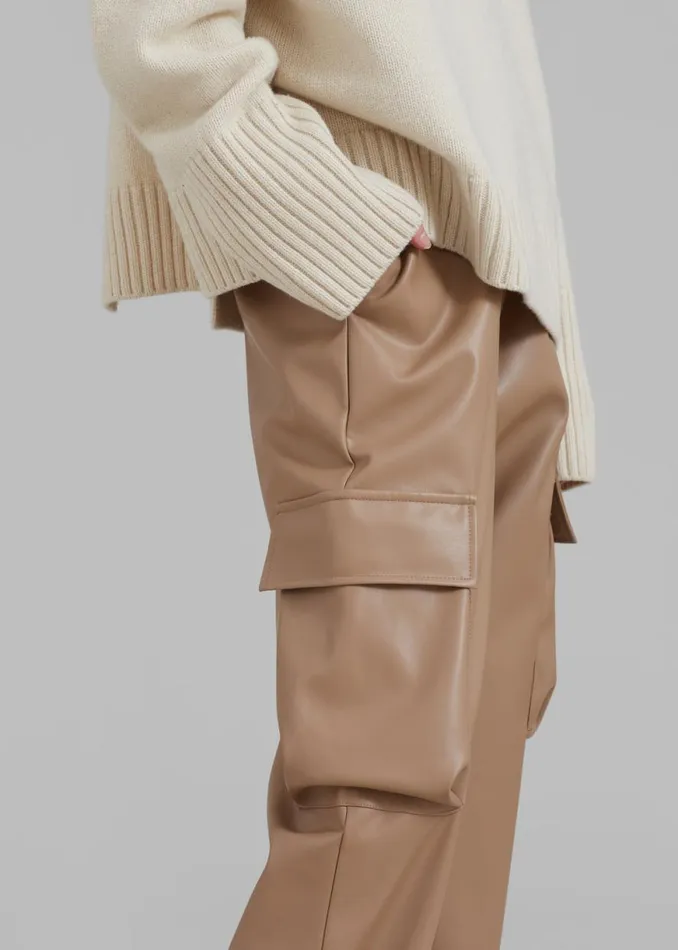 The Frankie Shop Elvinne Faux Leather Cargo Pants 8211 Latte Shop Bottoms