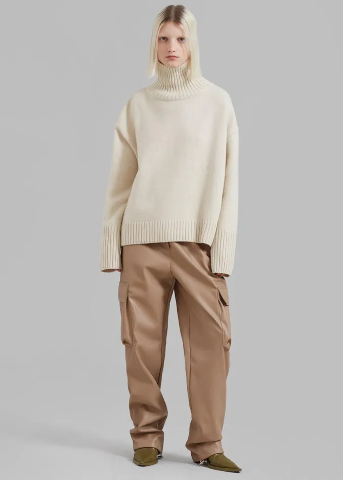 The Frankie Shop Elvinne Faux Leather Cargo Pants 8211 Latte Shop Bottoms