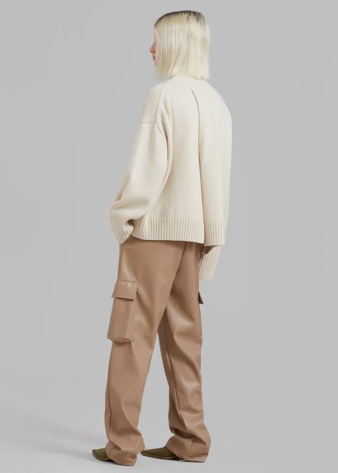 The Frankie Shop Elvinne Faux Leather Cargo Pants 8211 Latte Shop Bottoms