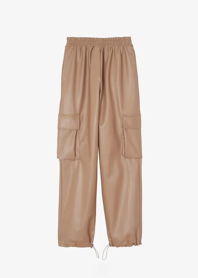 The Frankie Shop Elvinne Faux Leather Cargo Pants 8211 Latte Shop Bottoms