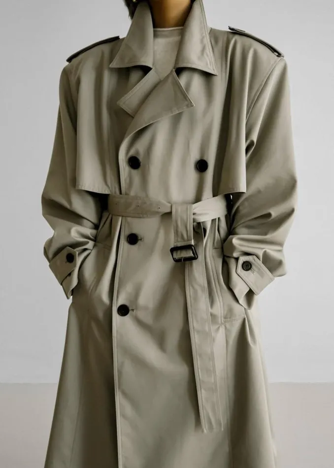 The Frankie Shop Eugene Trench Coat 8211 Pale Khaki Shop Outerwear