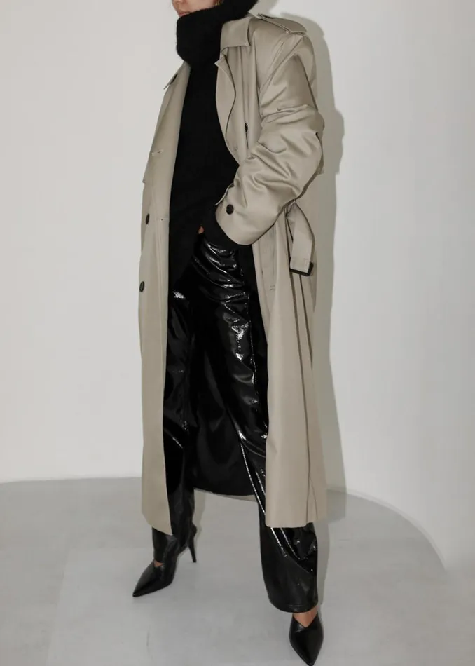 The Frankie Shop Eugene Trench Coat 8211 Pale Khaki Shop Outerwear