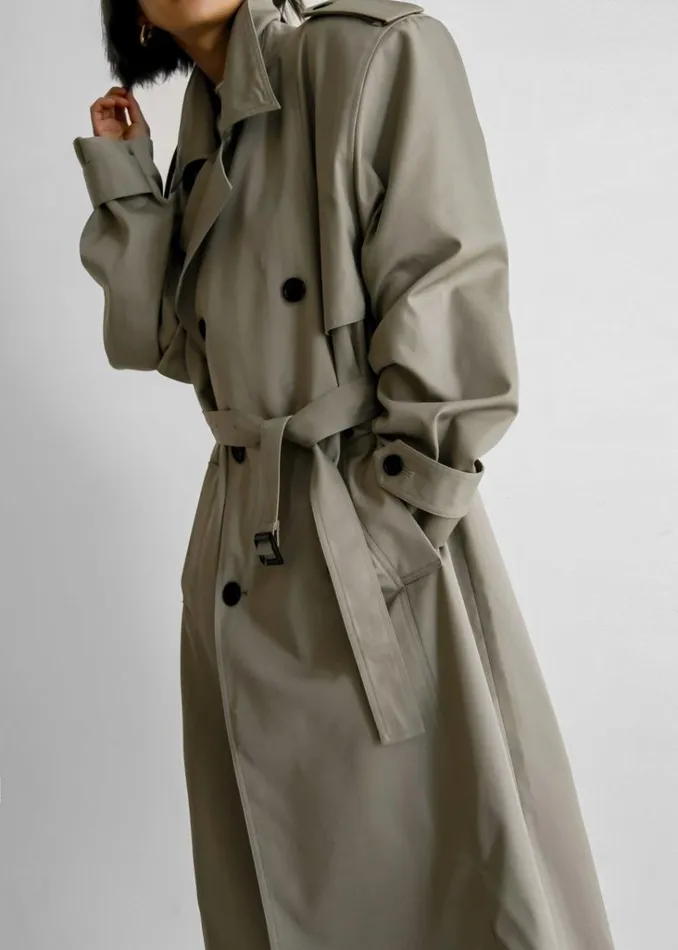 The Frankie Shop Eugene Trench Coat 8211 Pale Khaki Shop Outerwear