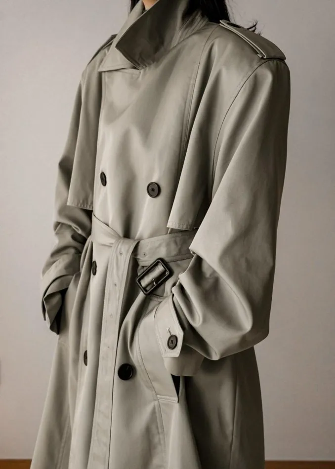 The Frankie Shop Eugene Trench Coat 8211 Pale Khaki Shop Outerwear