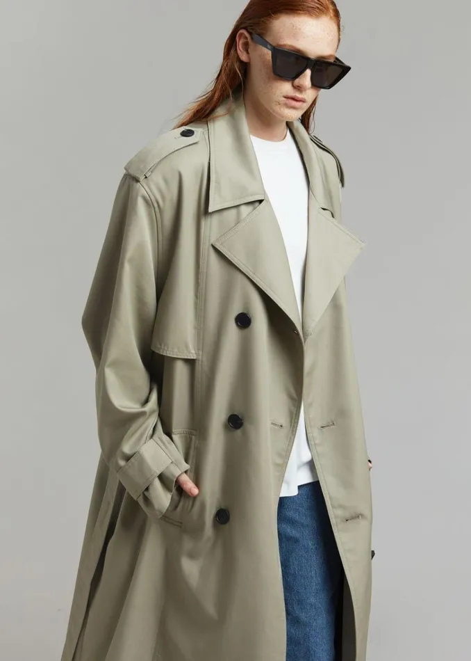 The Frankie Shop Eugene Trench Coat 8211 Pale Khaki Shop Outerwear