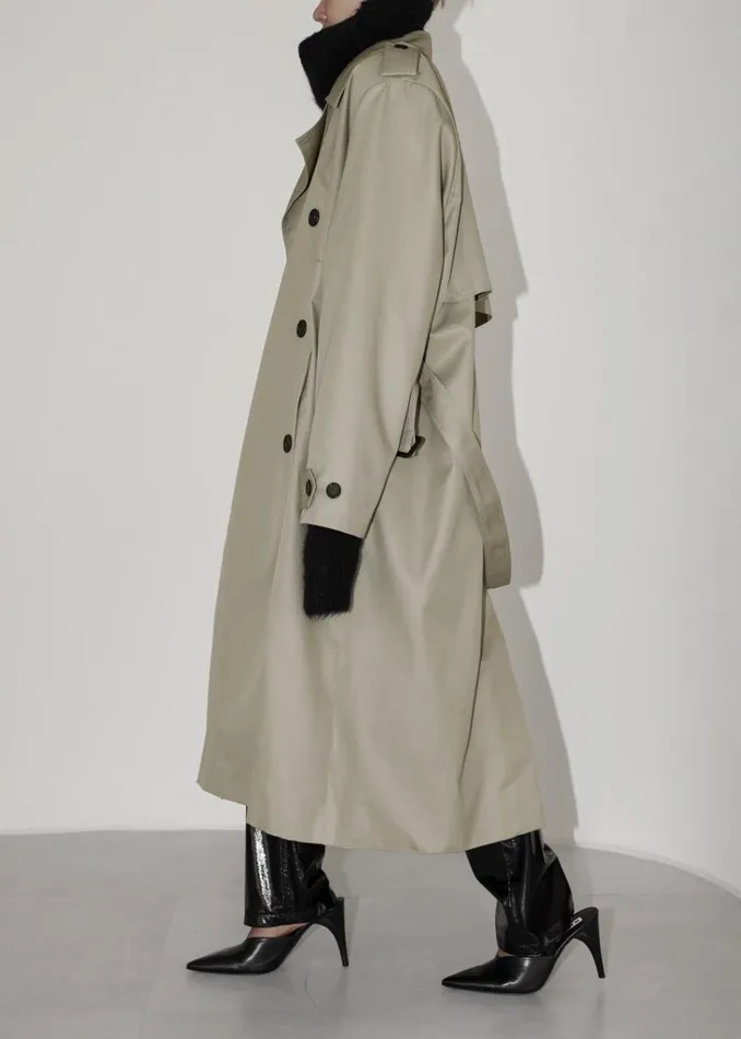 The Frankie Shop Eugene Trench Coat 8211 Pale Khaki Shop Outerwear
