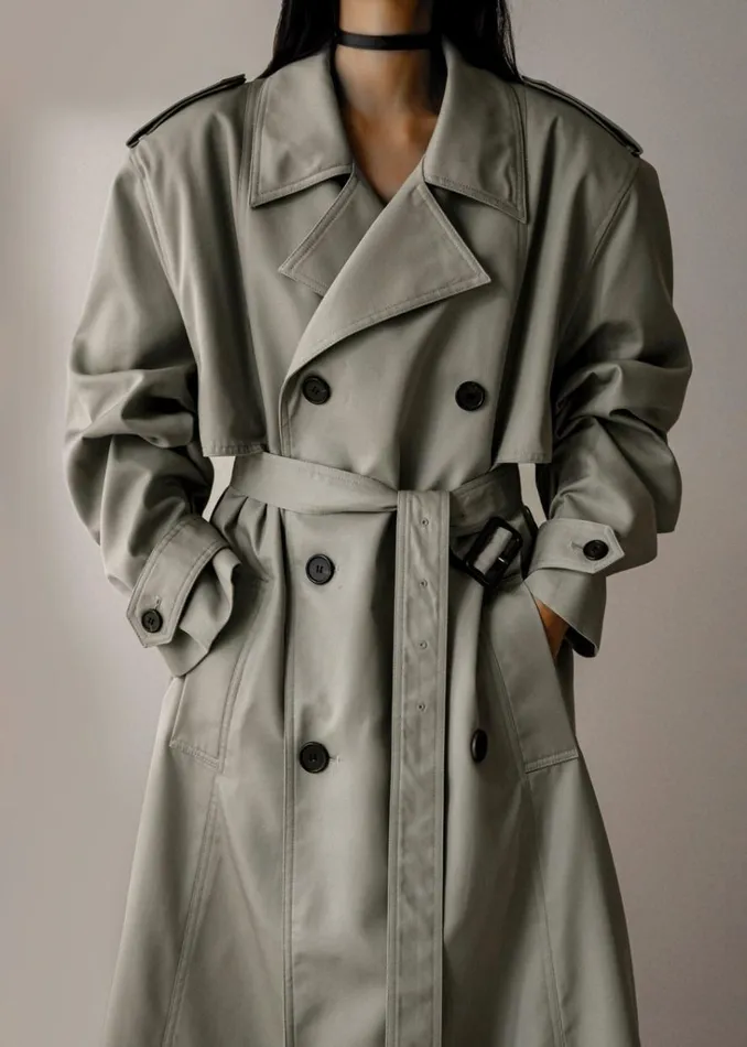 The Frankie Shop Eugene Trench Coat 8211 Pale Khaki Shop Outerwear