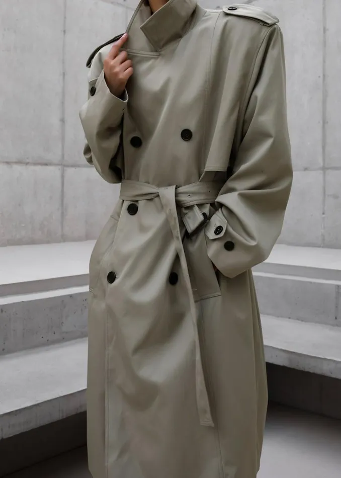 The Frankie Shop Eugene Trench Coat 8211 Pale Khaki Shop Outerwear