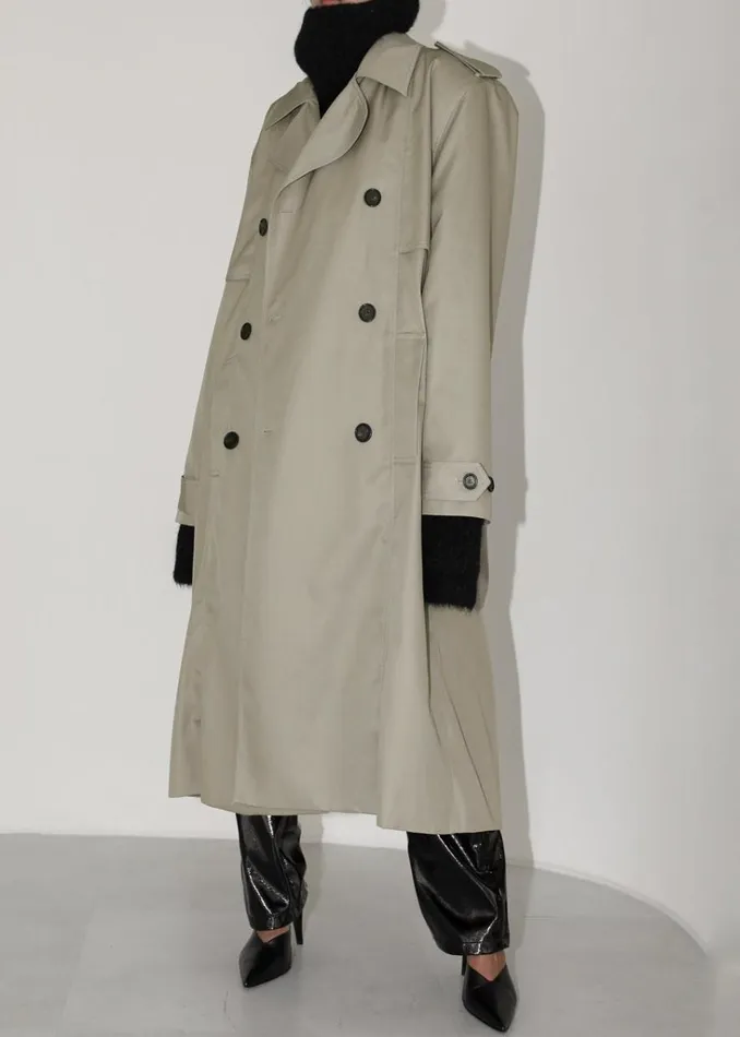 The Frankie Shop Eugene Trench Coat 8211 Pale Khaki Shop Outerwear